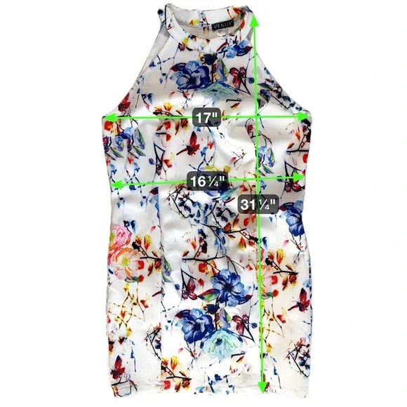 VENUS Wonens Floral Halter‎ Sheath Dress Medium Garden Party Chic Resortwear - Picture 5 of 16